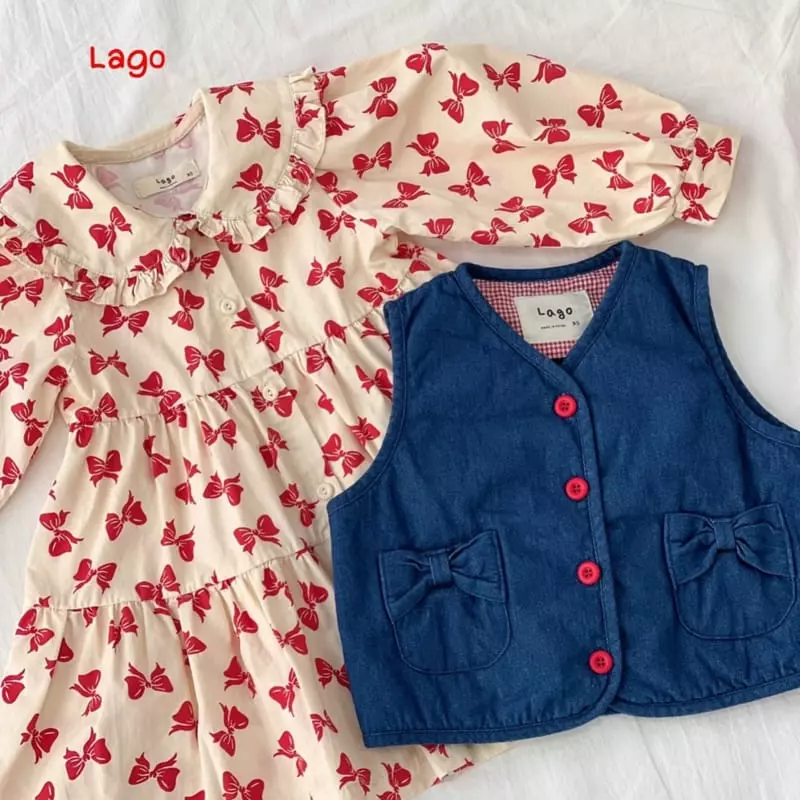 Lago - Korean Children Fashion - #prettylittlegirls - Ribbon Bonding Denim Vest - 12