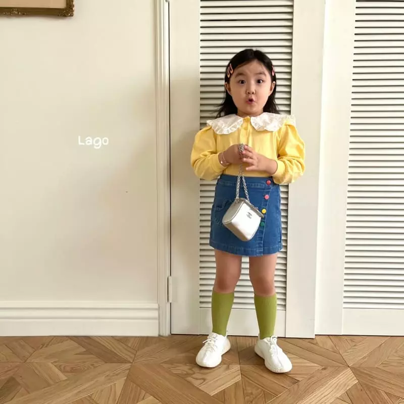 Lago - Korean Children Fashion - #todddlerfashion - Ribbon Lace Collar Tee - 2