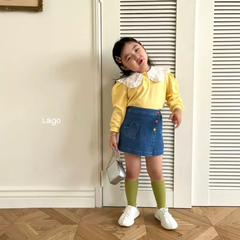 Lago - Korean Children Fashion - #toddlerclothing - Ribbon Lace Collar Tee - 3