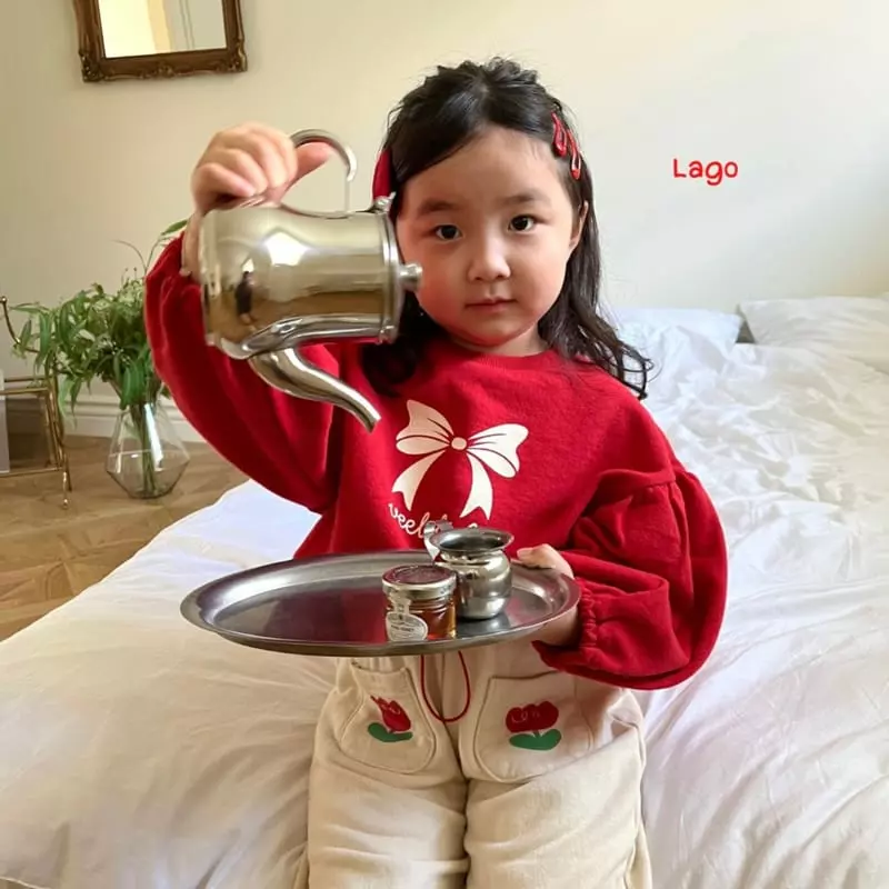 Lago - Korean Children Fashion - #toddlerclothing - Ribbon String Sweatshirt - 2