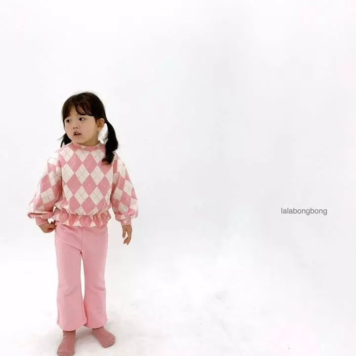 Lalabongbong - Korean Children Fashion - #prettylittlegirls - Argyle Top Bottom Set - 4