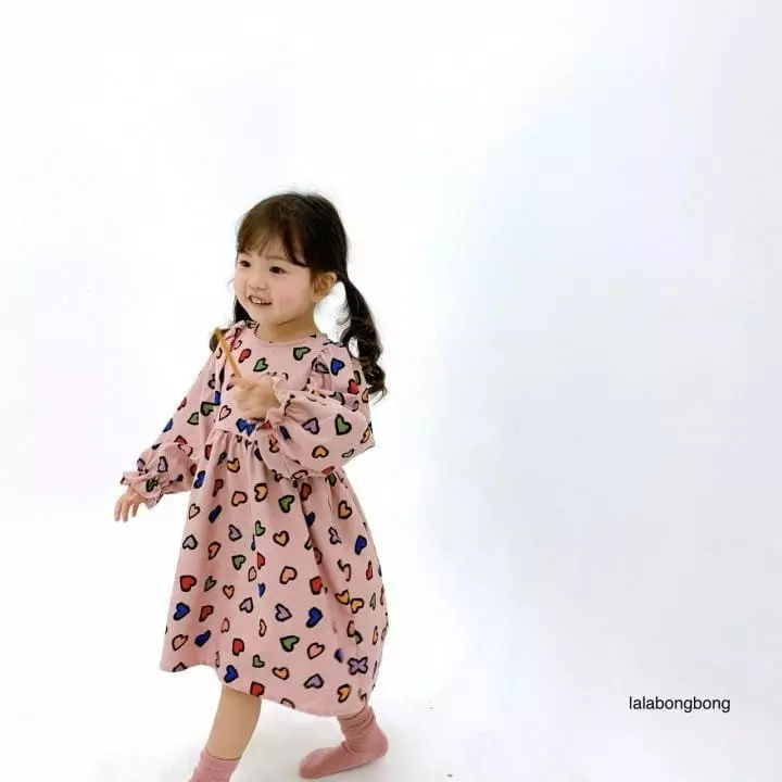 Lalabongbong - Korean Children Fashion - #childrensboutique - Collar Heart One-piece - 6