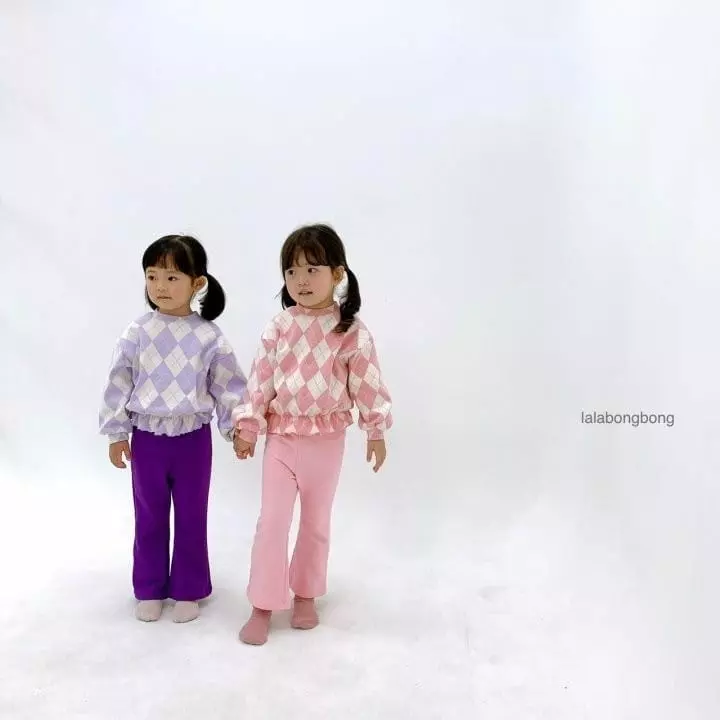 Lalabongbong - Korean Children Fashion - #designkidswear - Argyle Top Bottom Set - 7