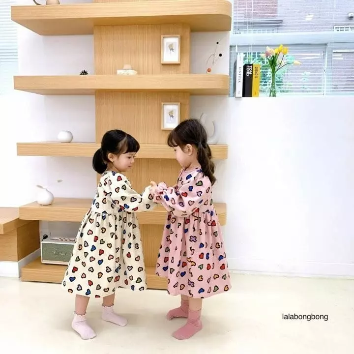 Lalabongbong - Korean Children Fashion - #discoveringself - Collar Heart One-piece - 8