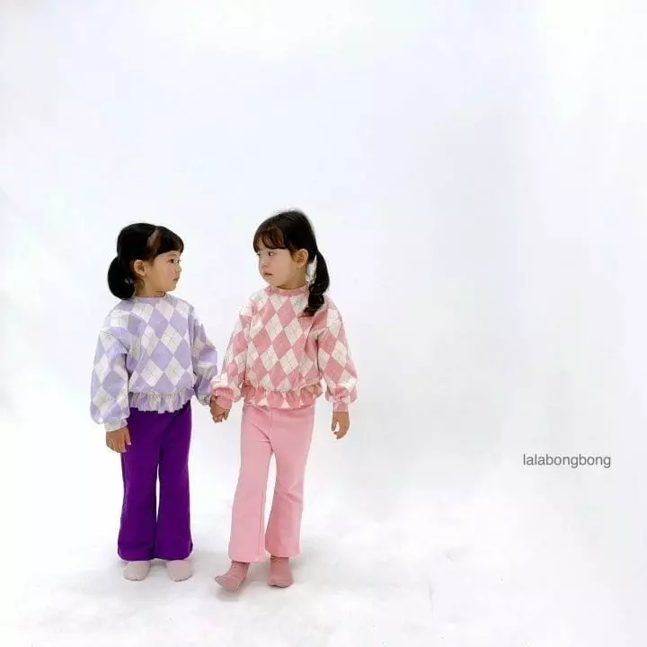 Lalabongbong - Korean Children Fashion - #fashionkids - Argyle Top Bottom Set - 9