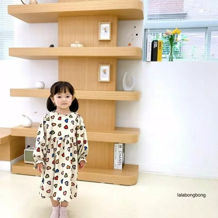 Lalabongbong - Korean Children Fashion - #fashionkids - Collar Heart One-piece - 9