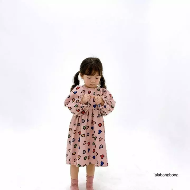Lalabongbong - Korean Children Fashion - #kidsstore - Collar Heart One-piece - 11