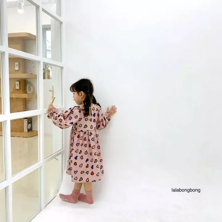Lalabongbong - Korean Children Fashion - #kidzfashiontrend - Collar Heart One-piece - 12