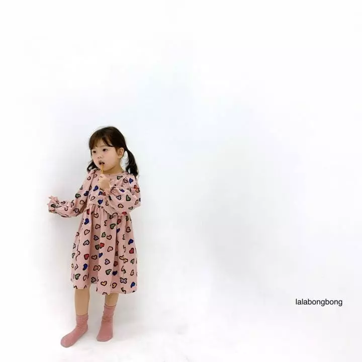 Lalabongbong - Korean Children Fashion - #prettylittlegirls - Collar Heart One-piece