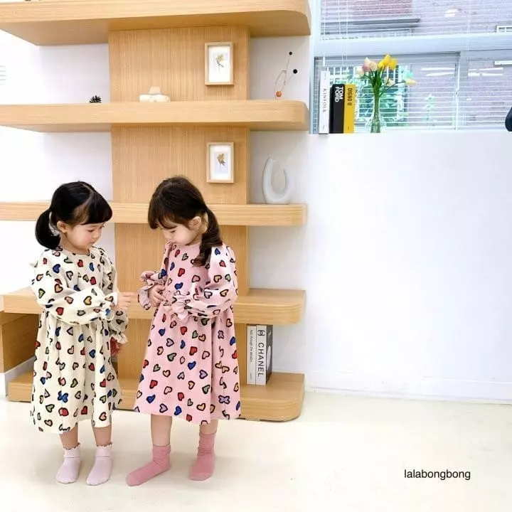 Lalabongbong - Korean Children Fashion - #toddlerclothing - Collar Heart One-piece - 3