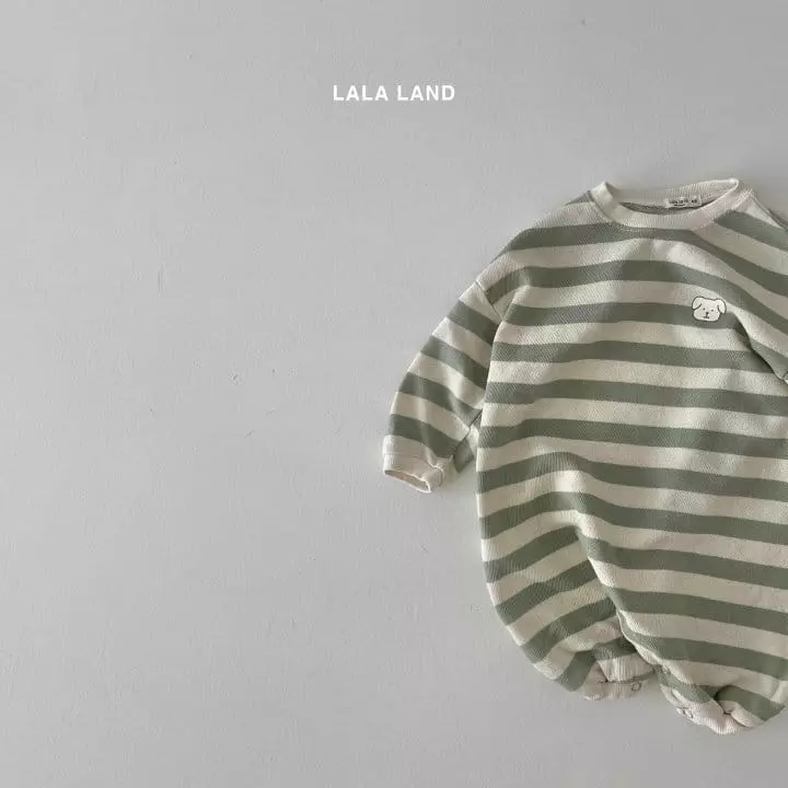 Lalaland - Korean Baby Fashion - #babylifestyle - Bebe Puppy Stripes Bodysuit - 11