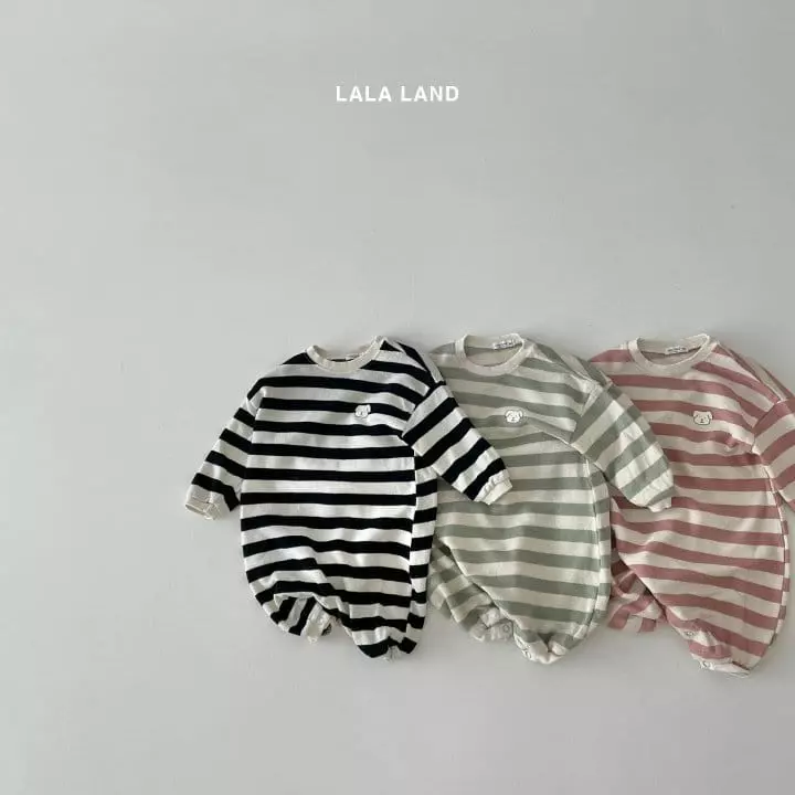 Lalaland - Korean Baby Fashion - #onlinebabyboutique - Bebe Puppy Stripes Bodysuit - 2
