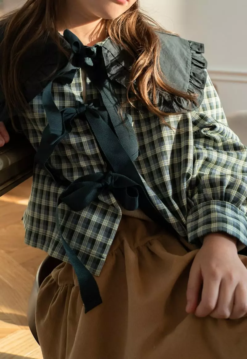 Le Bev - Korean Children Fashion - #todddlerfashion - Check Ribbon Jacket - 12