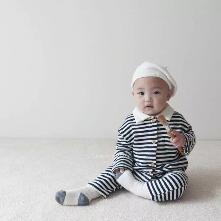 Lemonade - Korean Baby Fashion - #babyfever - Stripes Collar Bodysuit - 3