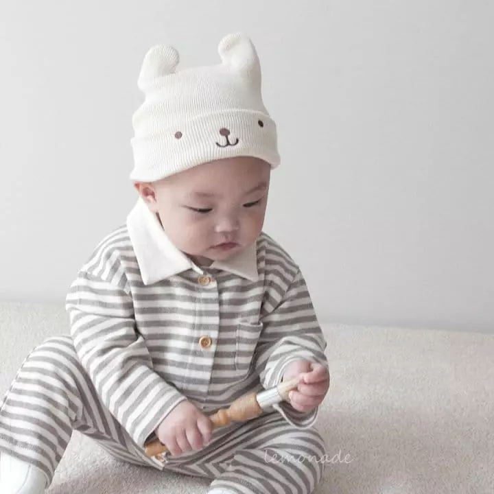 Lemonade - Korean Baby Fashion - #babyoninstagram - Stripes Collar Bodysuit - 6