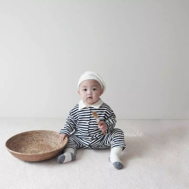 Lemonade - Korean Baby Fashion - #babyoutfit - Stripes Collar Bodysuit - 9