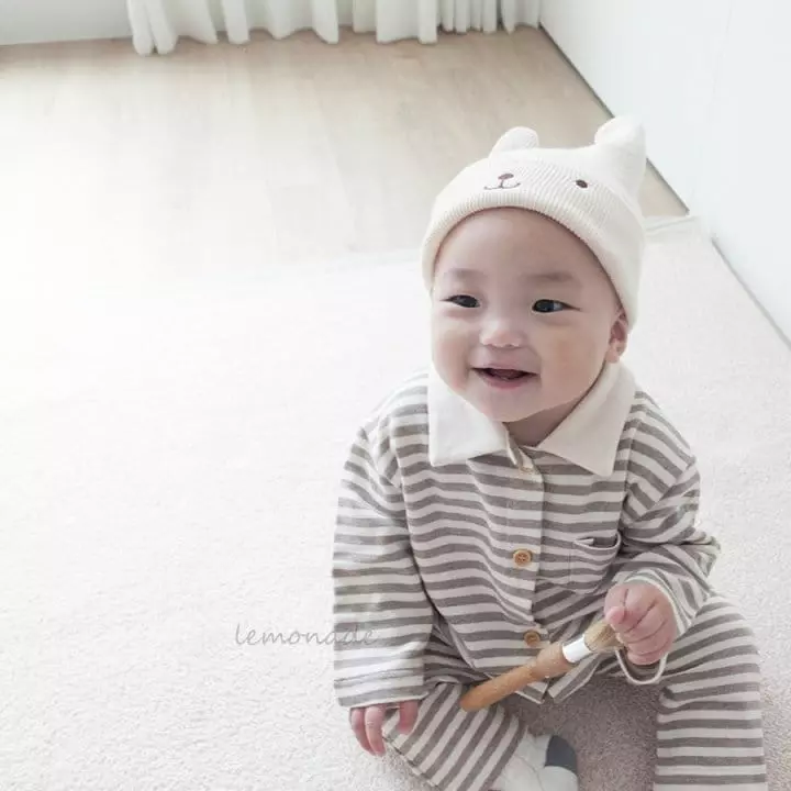 Lemonade - Korean Baby Fashion - #babywear - Stripes Collar Bodysuit - 10