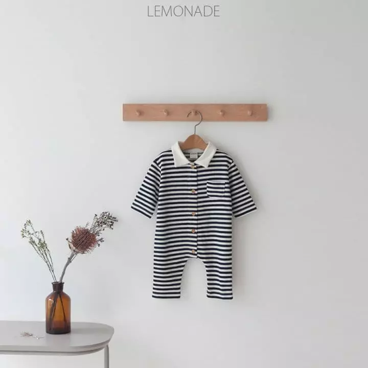 Lemonade - Korean Baby Fashion - #onlinebabyshop - Stripes Collar Bodysuit - 12