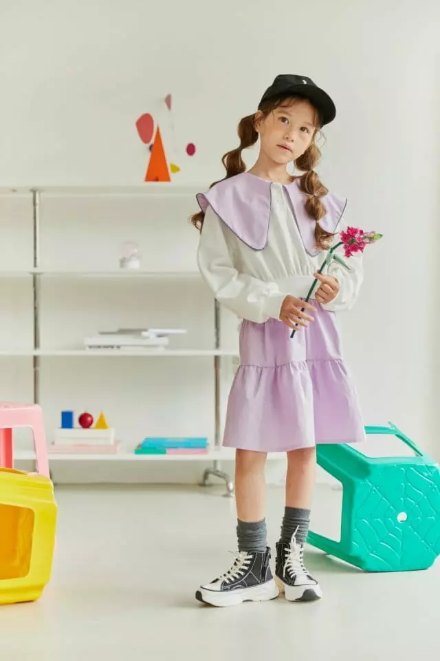 Lilas - Korean Children Fashion - #designkidswear - Mino Big Collar One-piece