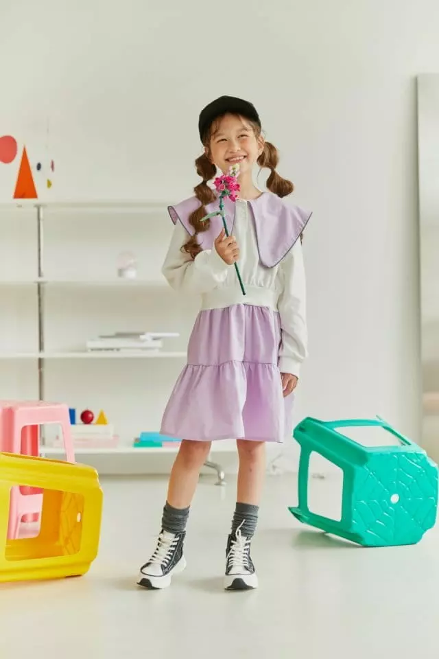 Lilas - Korean Children Fashion - #discoveringself - Mino Big Collar One-piece - 2