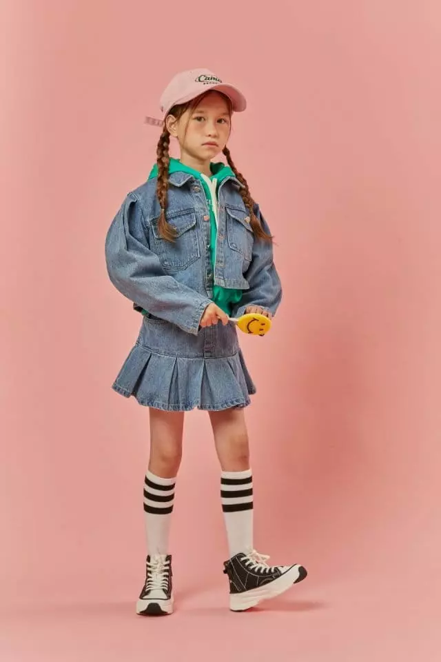 Lilas - Korean Children Fashion - #stylishchildhood - Denim Wrinkle Skirt - 7