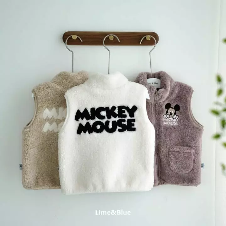 Lime & Blue - Korean Children Fashion - #fashionkids - Mickey Fleece Vest - 3