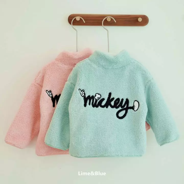 Lime & Blue - Korean Children Fashion - #kidsshorts - Mickey Fleece Jumper Family - 4