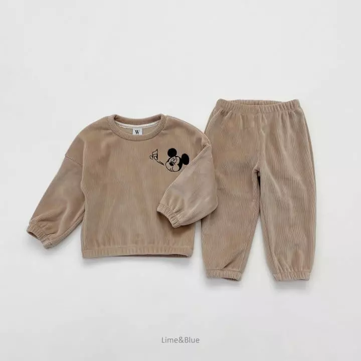 Lime & Blue - Korean Women Fashion - #momslook - Mickey Veloure Top Bottom Set - 10