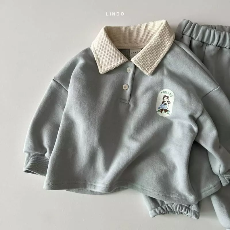 Lindo - Korean Children Fashion - #childofig - Waffle Collar Top Bottom Set - 6