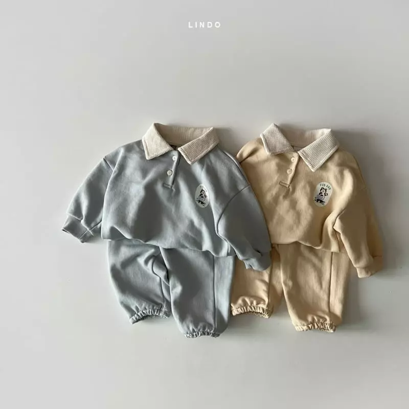 Lindo - Korean Children Fashion - #childrensboutique - Waffle Collar Top Bottom Set - 7