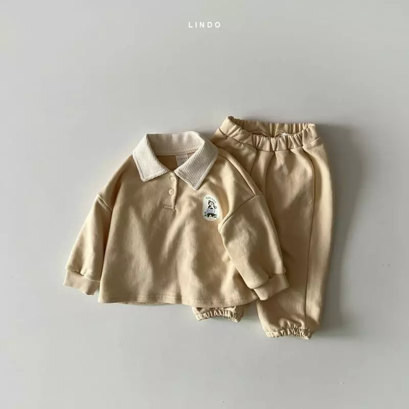 Lindo - Korean Children Fashion - #todddlerfashion - Waffle Collar Top Bottom Set - 3
