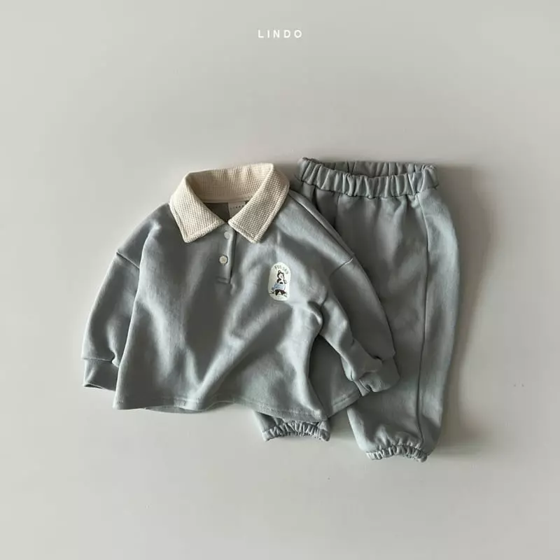 Lindo - Korean Children Fashion - #todddlerfashion - Waffle Collar Top Bottom Set - 4