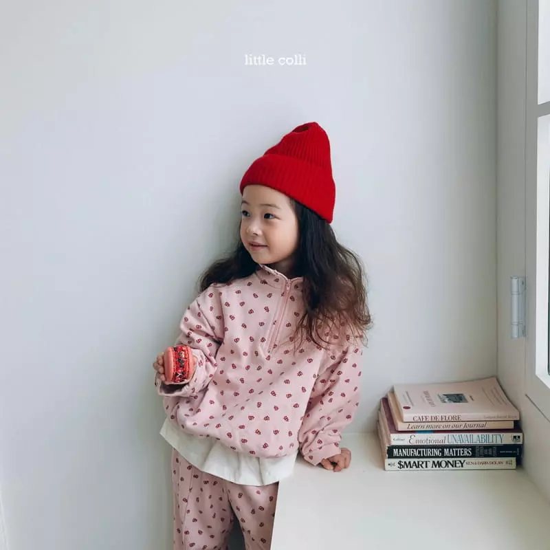 Little Colli - Korean Children Fashion - #childofig - Red Flower Top Bottom Set - 11