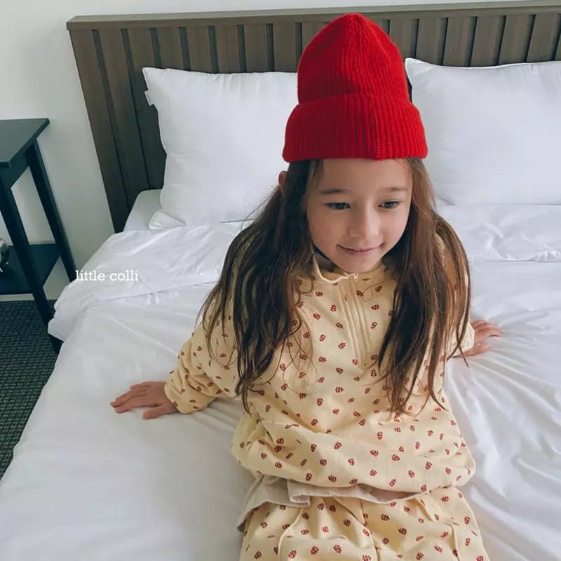 Little Colli - Korean Children Fashion - #fashionkids - Red Flower Top Bottom Set