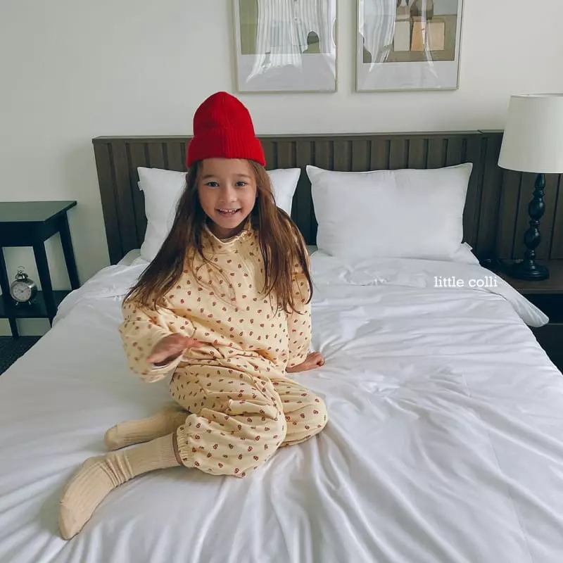 Little Colli - Korean Children Fashion - #littlefashionista - Red Flower Top Bottom Set - 6