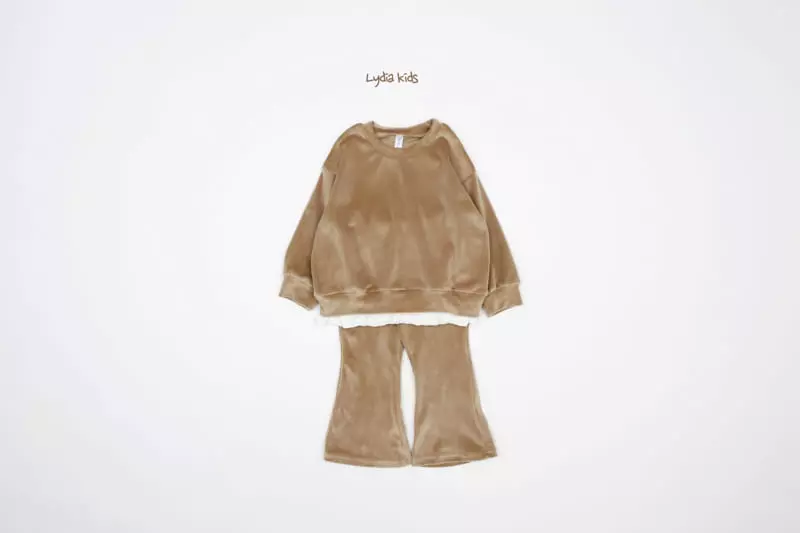Lydia - Korean Children Fashion - #designkidswear - Velour Bootscut Pants Set - 9