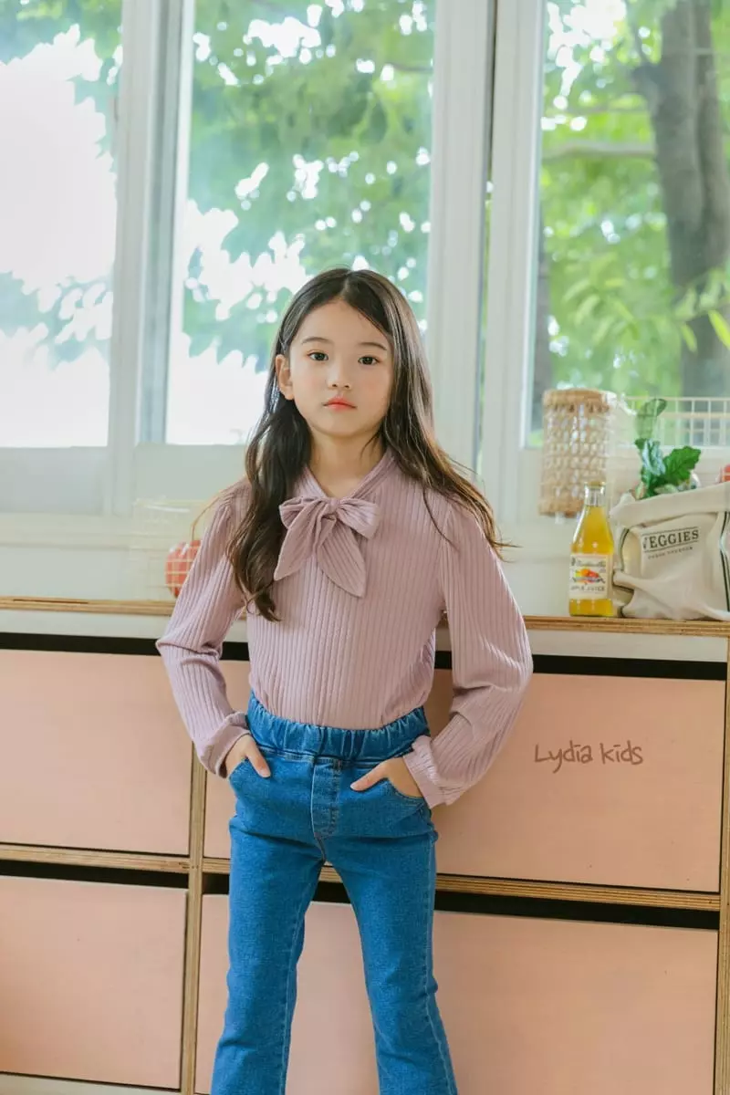Lydia - Korean Children Fashion - #kidsstore - Ribbon Tie Rib Tee - 4