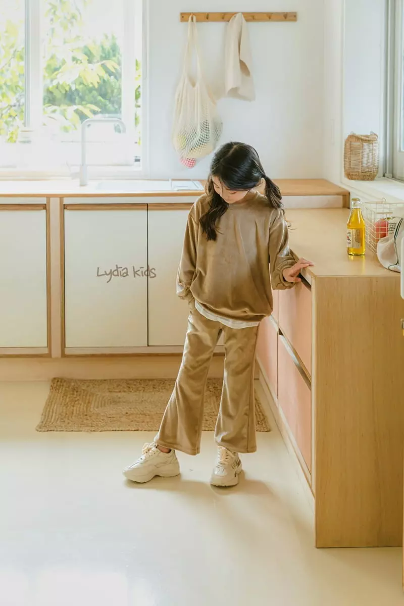 Lydia - Korean Children Fashion - #magicofchildhood - Velour Bootscut Pants Set