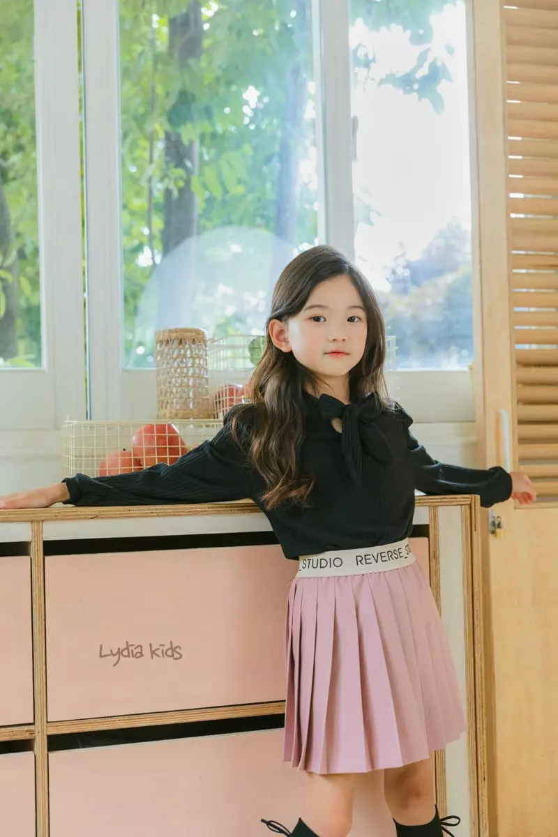 Lydia - Korean Children Fashion - #stylishchildhood - Ribbon Tie Rib Tee - 12