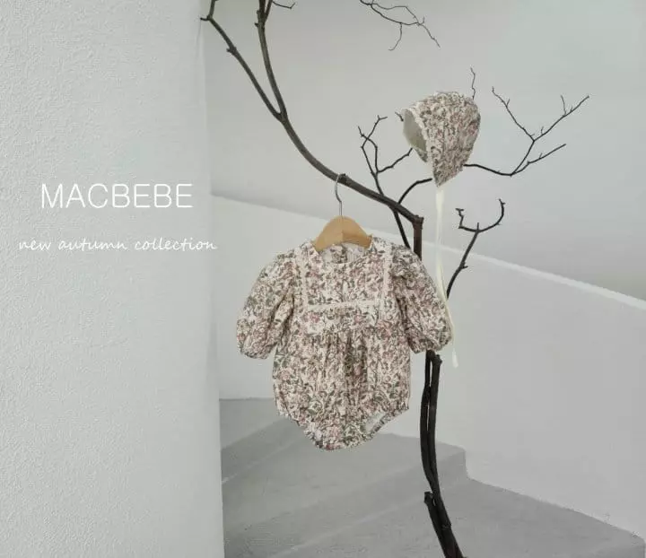 Mac - Korean Baby Fashion - #babyboutique - Flower Bodysuit with Bonnet