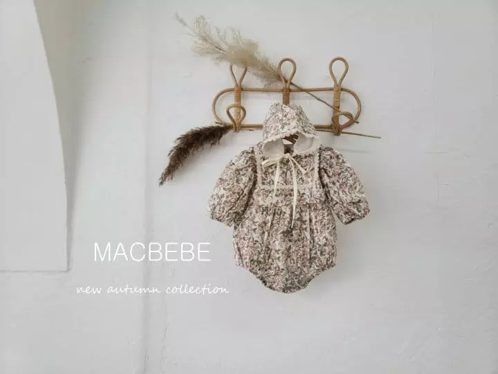 Mac - Korean Baby Fashion - #babyclothing - Flower Bodysuit with Bonnet - 4