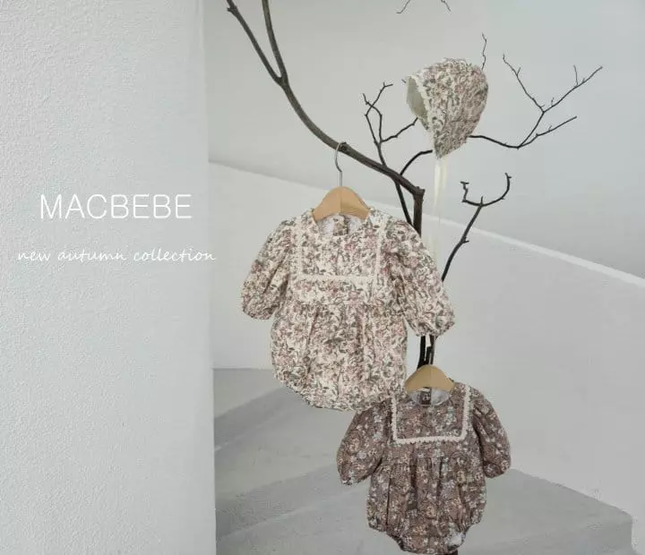 Mac - Korean Baby Fashion - #babyoninstagram - Flower Bodysuit with Bonnet - 8