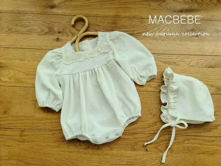 Mac - Korean Baby Fashion - #babywear - Square Bodysuit with Bonnet