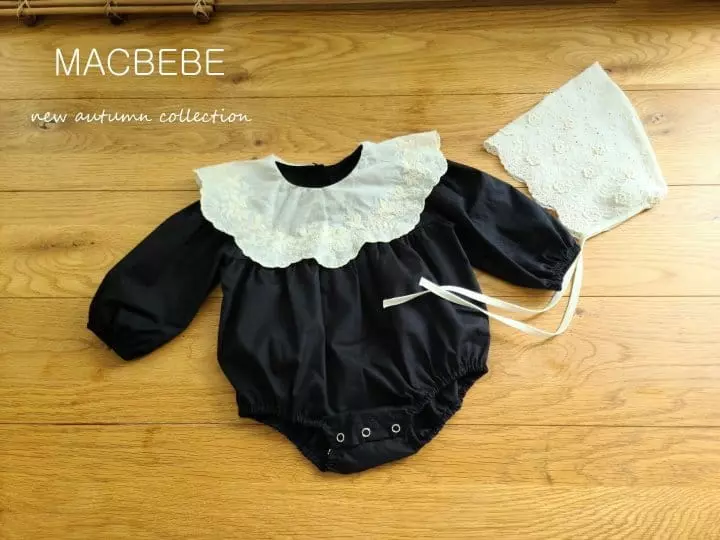 Mac - Korean Baby Fashion - #babywear - Embroidery Cape Bodysuit with Bonnet - 7