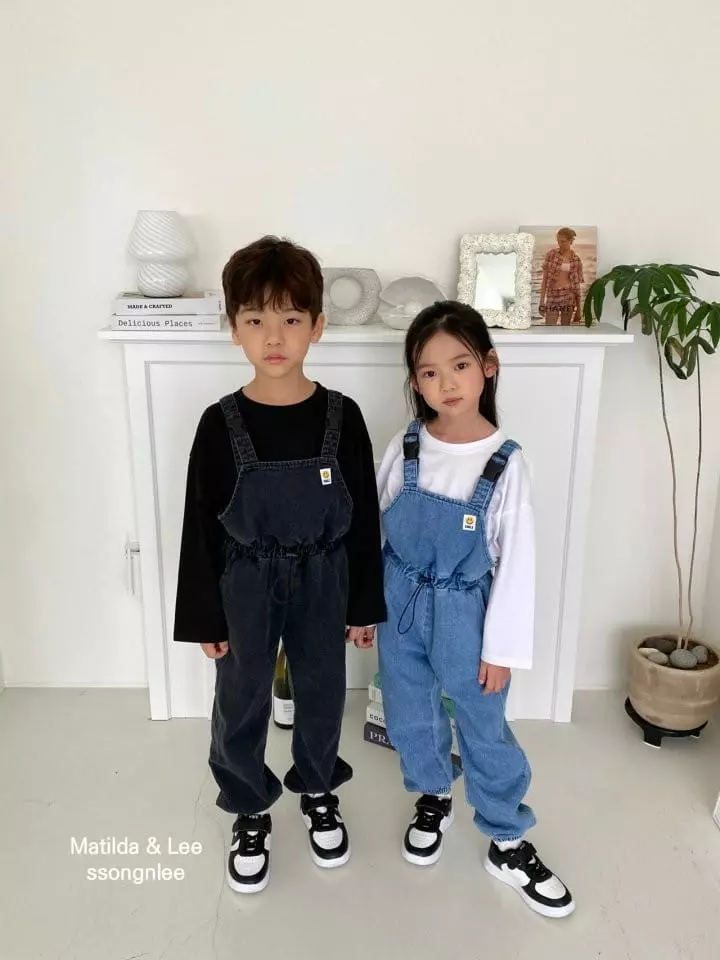 Matilda & Lee - Korean Children Fashion - #minifashionista - Denim Dungarees Pants - 2
