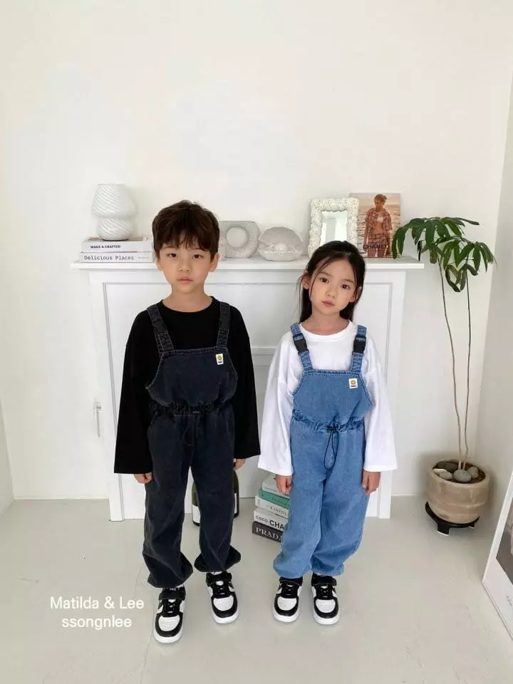 Matilda & Lee - Korean Children Fashion - #prettylittlegirls - Denim Dungarees Pants - 3