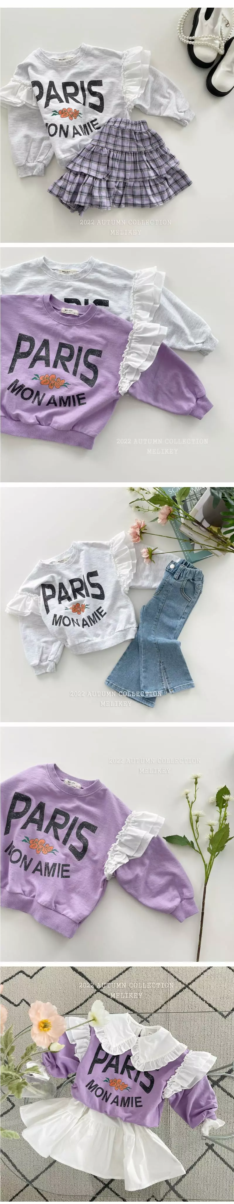 Melikey - Korean Children Fashion - #Kfashion4kids - Paris Frill Sweatshirt - 3