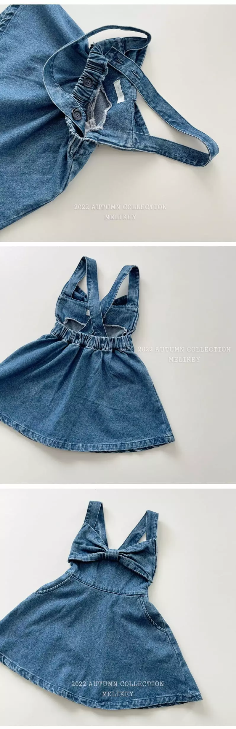 Melikey - Korean Children Fashion - #childofig - Denim Ribbon One-piece - 5