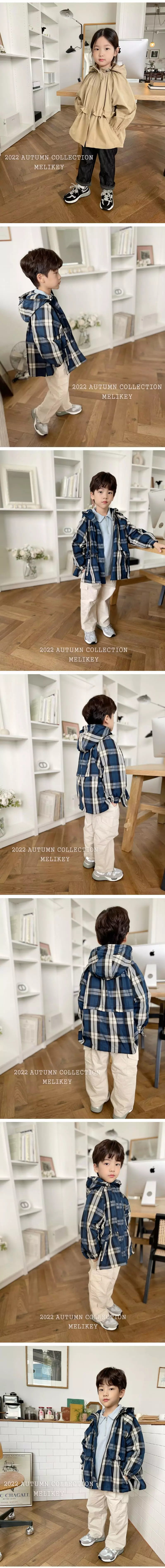 Melikey - Korean Children Fashion - #designkidswear - String Field Jacket Check - 2
