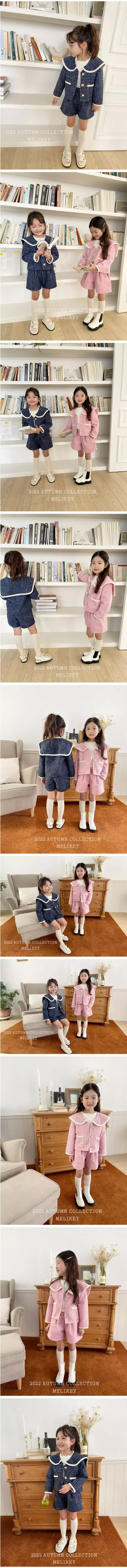 Melikey - Korean Children Fashion - #discoveringself - Sailor Twid Top Bottom Set - 2